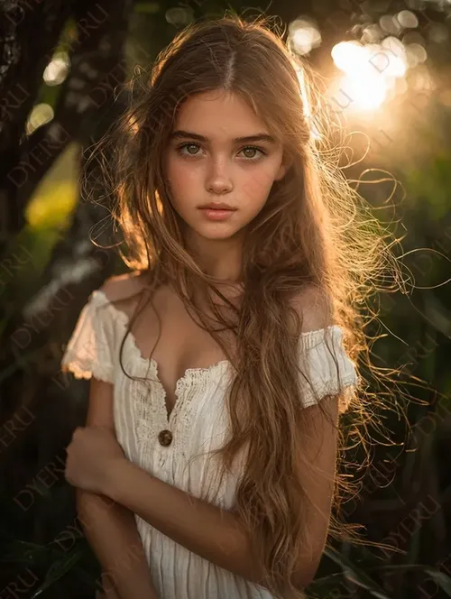 สาววัยรุ่นผมยาวสลวยในแสงแดดยามเย็น